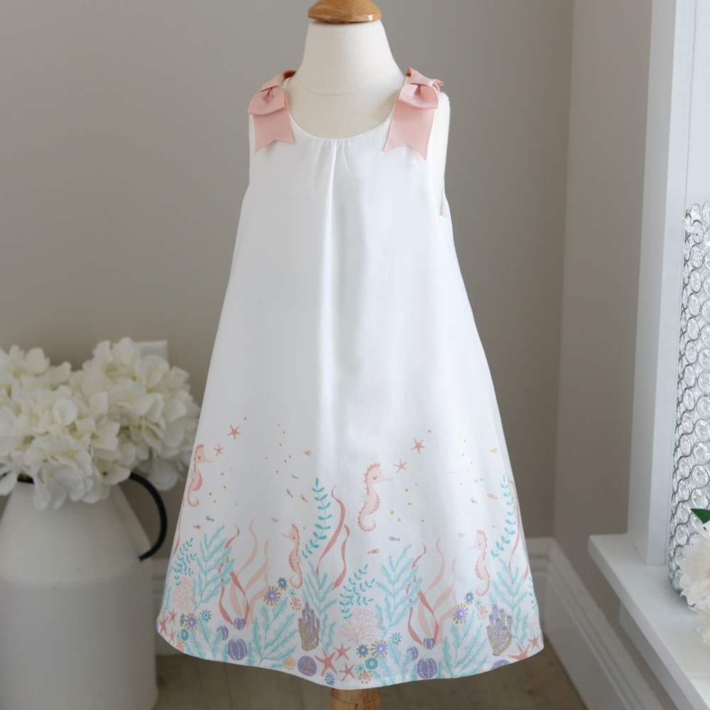 Girls White Sundress Beach Vacation Designer Couture Under The Sea Party